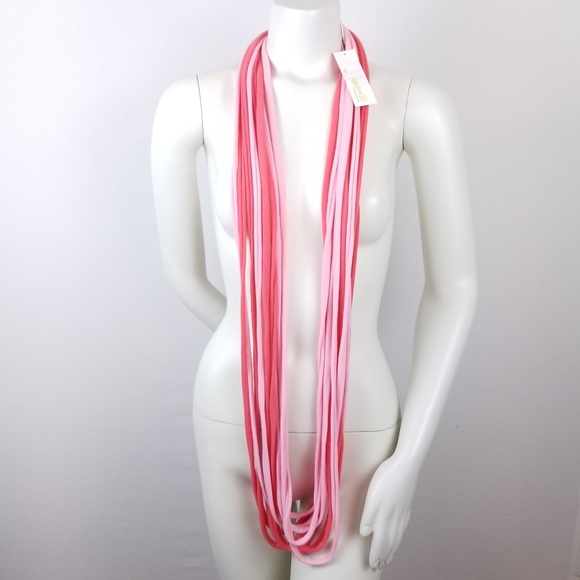 Infinity Scarf Rolled Hem Twist Pink Coral Y2K - Picture 2 of 6